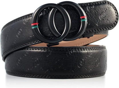 DOOPAI Belt Men, Ratchet Dress Adjustable 1 3/8" Sliding Leather Designer, Size Length Can be Cut, with Gift Box