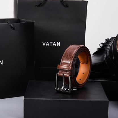 VATAN Men's Genuine Leather Dress Belts, Handmade Classic Every Day Leather Jeans Belt for Men Work Business Casual