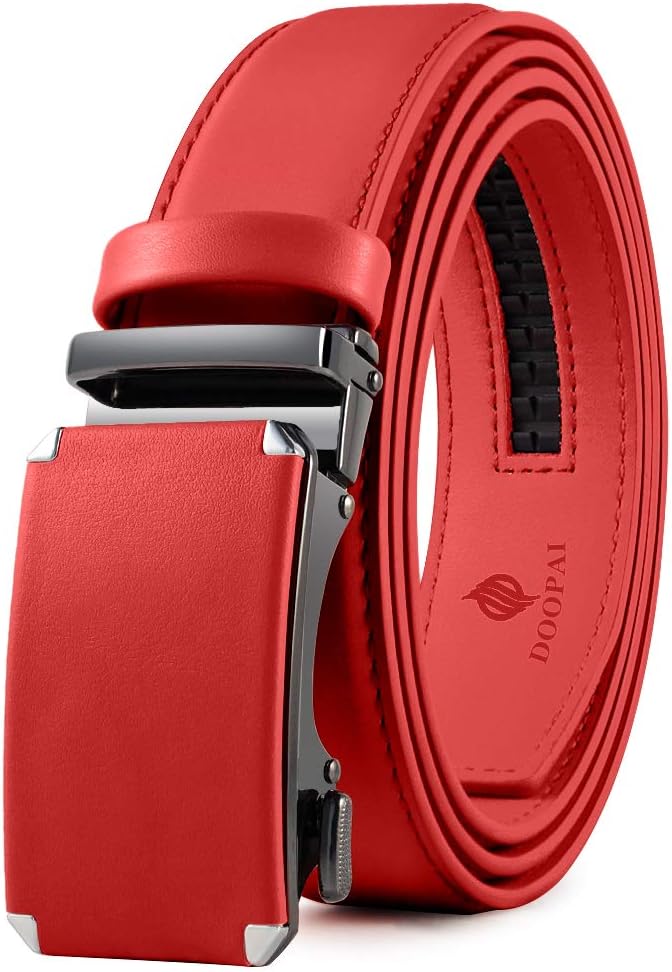 DOOPAI Belt Men, Ratchet Dress Adjustable 1 3/8" Sliding Leather Designer, Size Length Can be Cut, with Gift Box