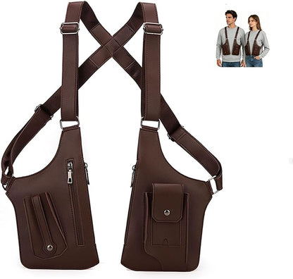 FANNING511 Double Shoulder Armpit Bag for Men Vest Bag Multi Pocket Underarm Pouch for Travel Outdoor Running cycling