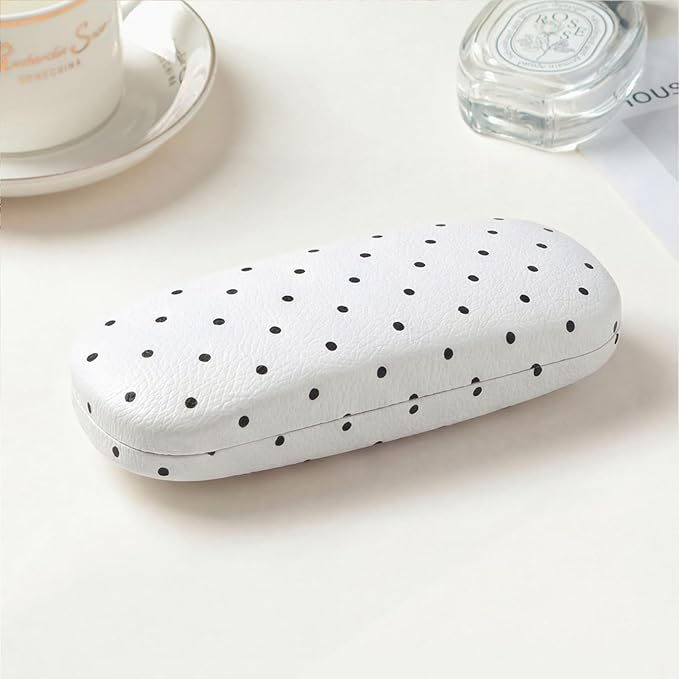 Glasses Case Hard, Cute Sunglasses Case for Women Leather Protective Case for Eyeglass with Cleaning Cloth
