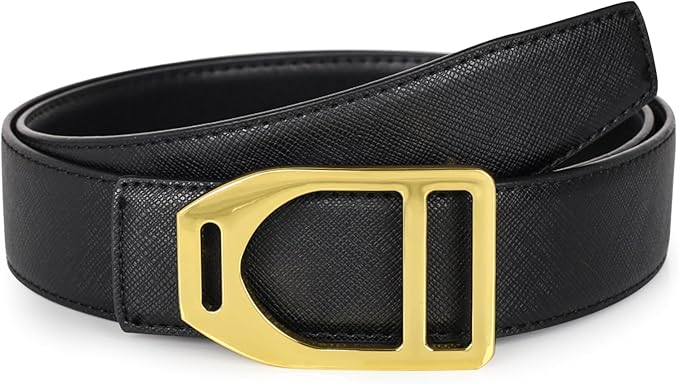 Aurolran Men&Womens Leather Dress Belt Business Automatic Buckle Belt Color-Black Silver Gold