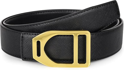 Aurolran Men&Womens Leather Dress Belt Business Automatic Buckle Belt Color-Black Silver Gold