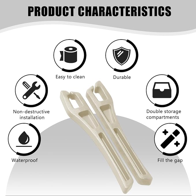 Car Seat Gap Filler, 2PCS Crevice Blocker Stopper Between Vehicle Seat Console, No Drop Automotive Fill Crevice Guard Interior Accessories, Universal for SUV Truck Sedan (Beige)