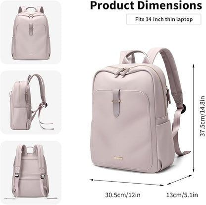 Laptop Backpack for Women,Carry on Travel Backpack Casual Work Business Backpacks Purse College,14 Inch,Light pink