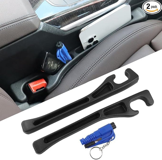2PCS Car Seat Gap Filler,Anti-Drop Car Seat Crack Organizer,Prevent Items Falling Between Seats - Flexible & Durable for Universal Vehicles,Car Interior Accessories(Black)