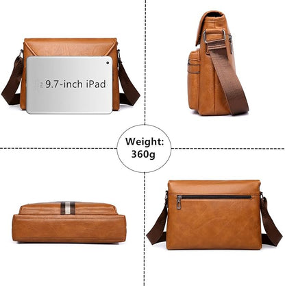 Zipper Buckle Leather Messenger Bag Crossbody Shoulder Bag Vintage Handle Bags | Zipper, Buckle, Leather, Vintage