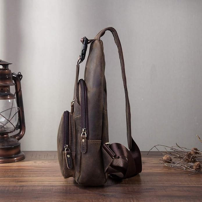 Le'aokuu Men Fashion Casual Tea Designer Travel Hiking Crossbody Chest Sling Bag Rig One Shoulder Strap Bag Men Leather 8015 | Fashion, Casual, Tea, Designer, Travel, Hiking