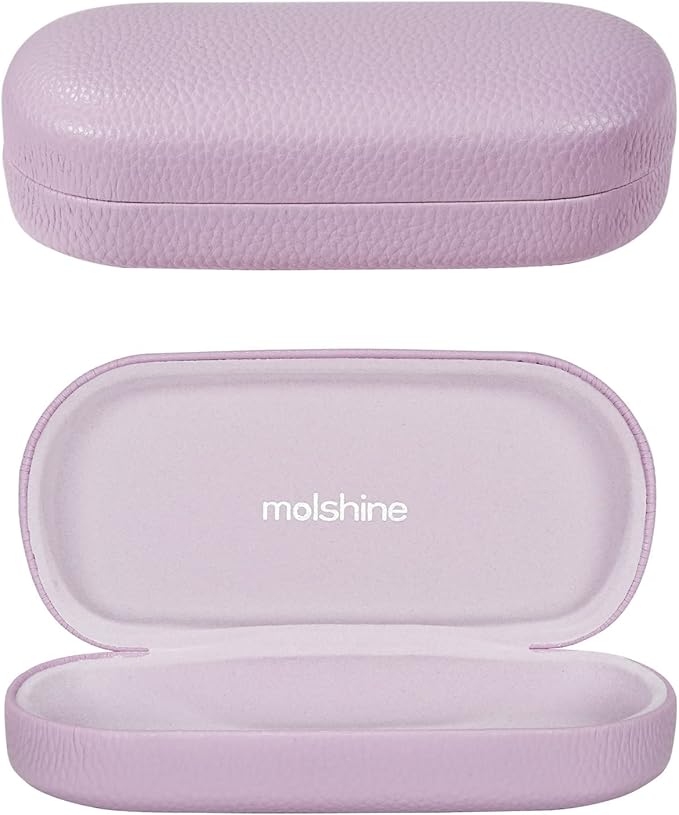 molshine Hard Shell Leather Sunglasses Case,Classic Large Glasses Case for Women Men,Sunglass Eyeglasses