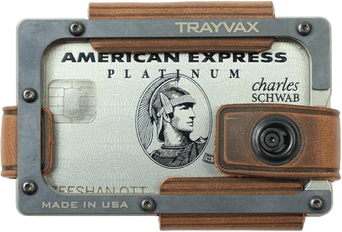 Trayvax Contour Lite Wallet, RFID Front Pocket Money and Credit Card Holder, Minimalist Slim Leather Metal Wallet for Men and Women, Titanium Mississippi Mud