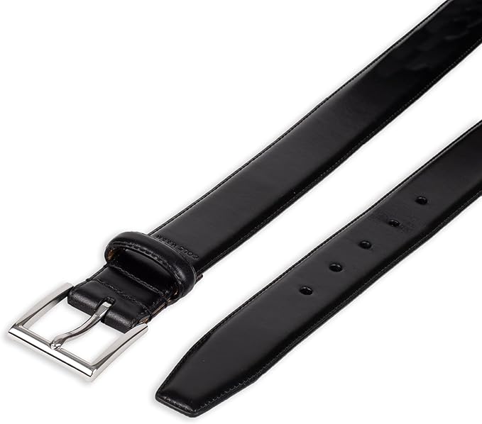 Cole Haan Men's Black Leather Dress Belt - Classic Style With Polished Buckle for Work Or Formal Wear
