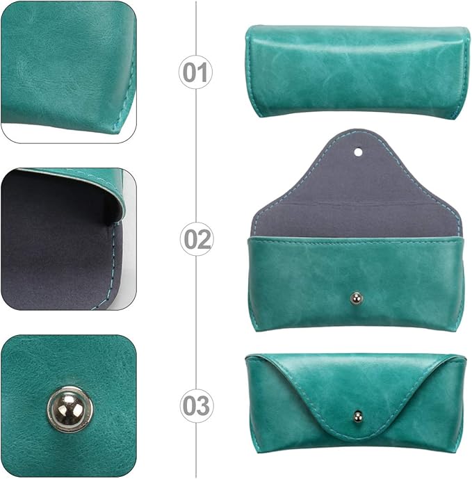 LogHog Portable Leather Glasses Case,Flexible Sunglasses Pouch Slim Case for Women Men Horizontal Eyeglass Case