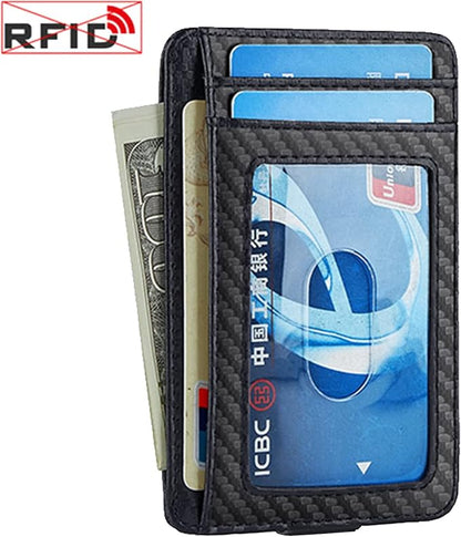 VANNANBA Money Clip Slim Front Pocket Wallet Carbon Fiber RFID Blocking Minimalist ID Card Holder for Men Women(Carbon Black)