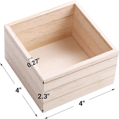 CALPALMY (12 Pack 4'' x 4'' Rustic Wooden Box Storage Organizer Unfinished Small Craft Wooden Box for Collectibles Home Venue Decor Succulents
