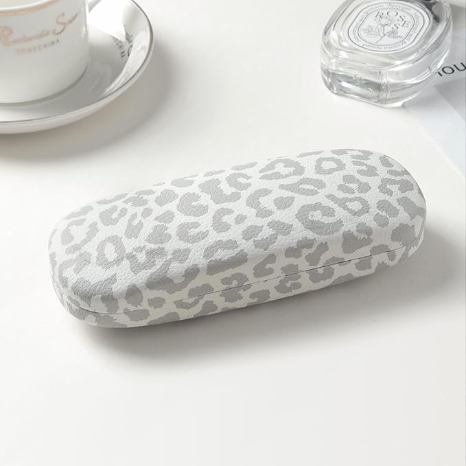 Glasses Case Hard Shell, Leather Protective Case for Sunglasses with Cleaning Cloth, Cute Eyeglass Cases for Women