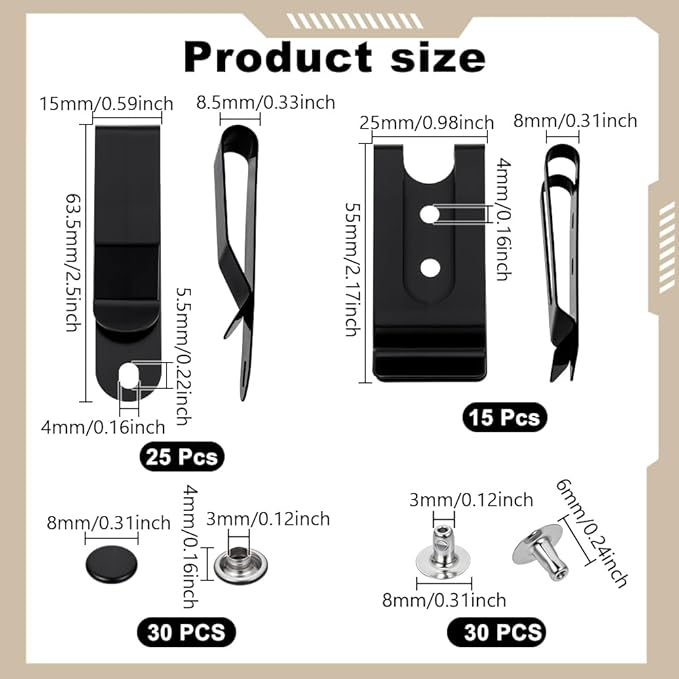NBEADS Metal Belt Clip, Sheath Clip for Wallets Pouches Bag Leather Crafts DIY