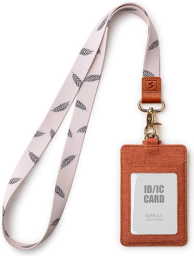 SENLLY ID Badge Holder Gift with Cute Neck Lanyard Strap, 2 Card Slots and 1 Clear ID Window, for Women and Men