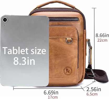 Men's Vinatge Leather Crossbody:Compact with Organized Pockets,Stylish & Functional for Everyday Carry