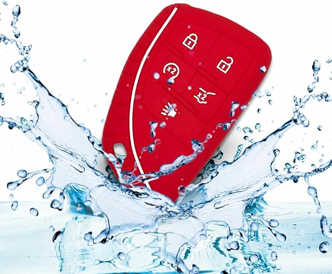 Autobase Silicone Key Fob Cover for 2022 2023 2024 2025 2026 Equinox Silverado 1500 GMC Sierra 1500 | 2024 2025 2026 Silverado Sierra 2500HD 3500HD | 2-Pack in Black & Red