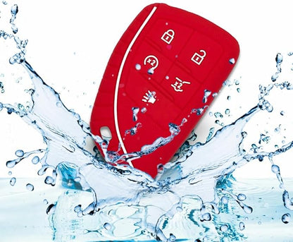 Autobase Silicone Key Fob Cover for 2022 2023 2024 2025 2026 Equinox Silverado 1500 GMC Sierra 1500 | 2024 2025 2026 Silverado Sierra 2500HD 3500HD | 2-Pack in Black & Red
