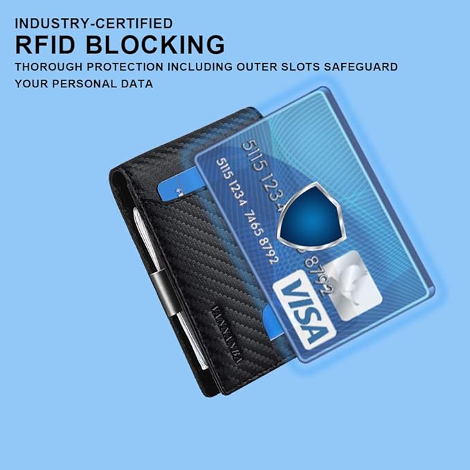 VANNANBA Wallet for Men Bifold Credit Card Holder,RFID Blocking Front Pocket Wallets for Men Teen Boys with Gift Box(Black)