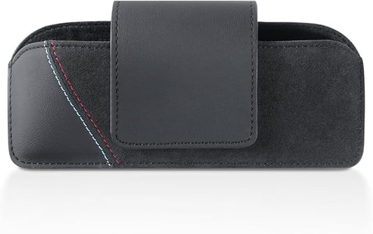 BETTERHUMZ Car Eyeglasses Holder Storage Case Compatible with BMW 5 6 GT X5 X6 Serie E60 E70 E71 G30 G38 525i 530i 540i for Alcantara Sunglasses Organizer Box Accessories (NAPA leather)