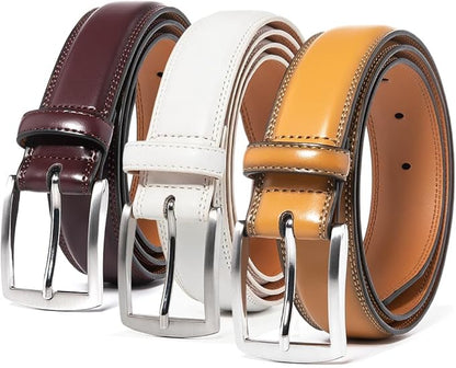 Mens Genuine Leather Dress Belt for Men, Handmade, 100% Cow Leather,Classic Casual and Business Belt Prong Buckle