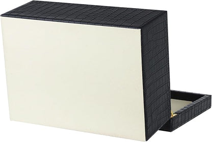HofferRuffer Faux Leather Decorative Box, Large Wooden Structure Keepsake Box Accessory Organizer Jewelry Organizer with Hinged Lid, Storage Container for Home or Office (CrocoBlack)