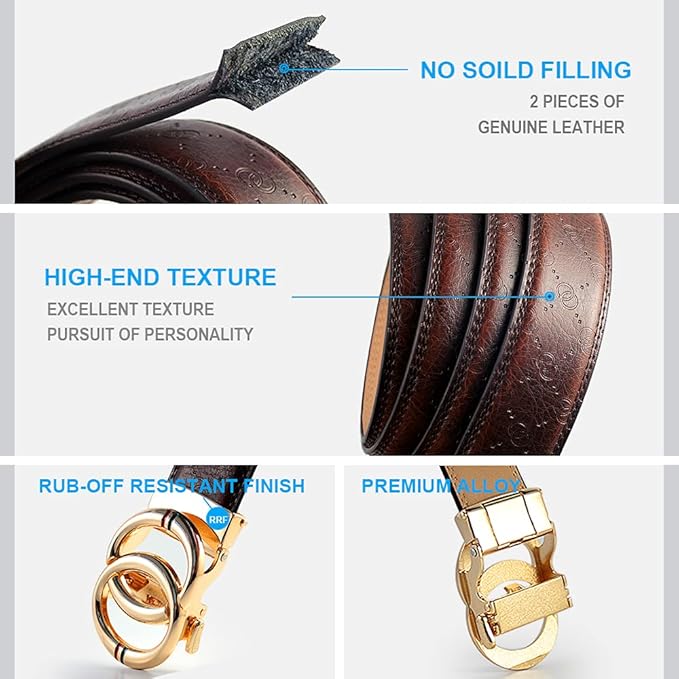 DOOPAI Belt Men, Ratchet Dress Adjustable 1 3/8" Sliding Leather Designer, Size Length Can be Cut, with Gift Box
