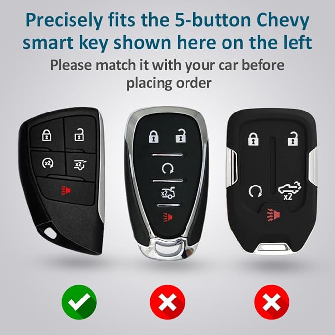 Autobase Silicone Key Fob Cover for 2022 2023 2024 2025 2026 Chevy Equinox Silverado 1500 GMC Sierra 1500 | 2024 2025 2026 Silverado Sierra 2500HD 3500HD | 2-Pack in Black