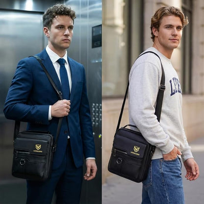 Shoulder Bag for Men Crossbody Bags Leather Sling Bag Messenger Bags with Multiple Pockets Business Outdoor