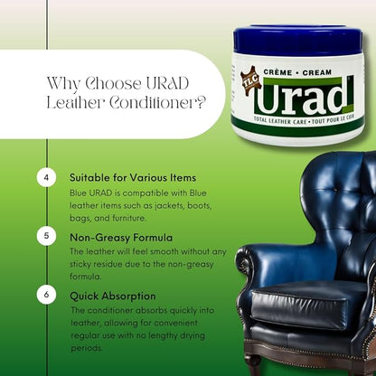 Leather Conditioner 7oz Blue – Premium Conditioning and Color-Reviving Leather Cream for Blue Leather Shoes, Bags, Furniture, and More!