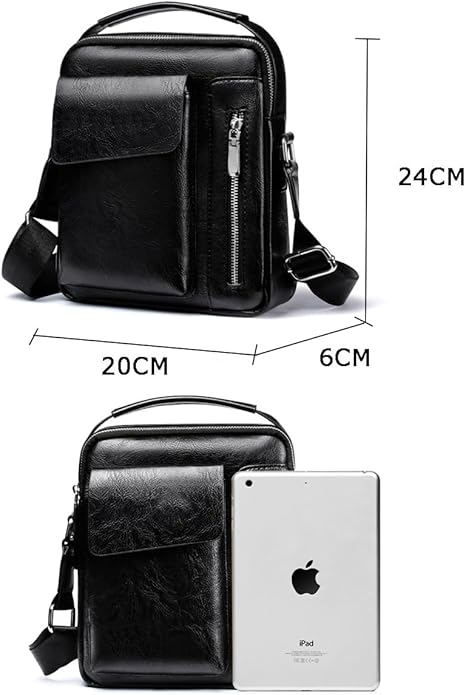 Messenger Bag for Men Crossbody Shoulder Purse Small Vintage PU Leather Satchel Pouch Side Crossover Handbag