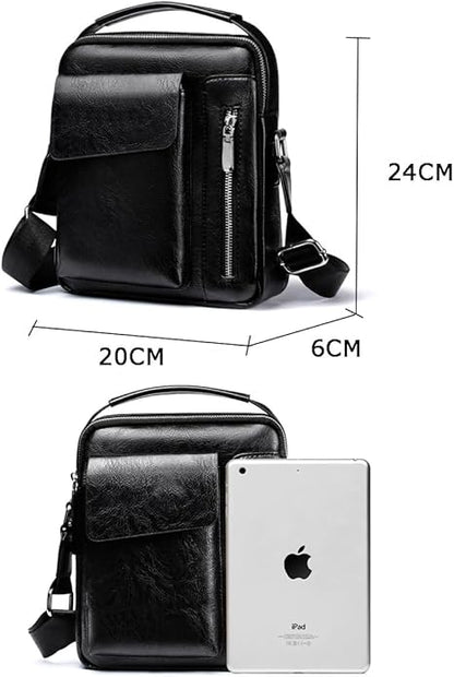 Messenger Bag for Men Crossbody Shoulder Purse Small Vintage PU Leather Satchel Pouch Side Crossover Handbag