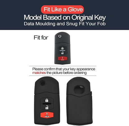 2pcs Compatible with Mazda 2 3 5 6 CX-7 CX-9 MX-5 Miata Key Fob Cover Case Key Chain Protector Keyless Remote Holder