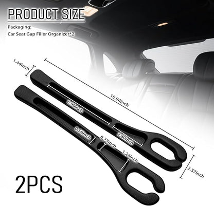 2PCS Car Seat Gap Filler Organizer,Soft Car Gap Filler Organizer for Filling Gaps with Storage Slots,Versatile Cars Seat Gaps Fillers Strip Cars Interior Accessories
