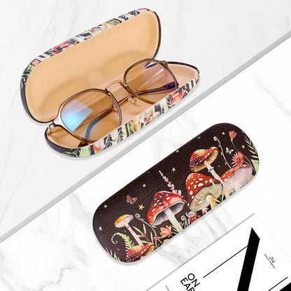 PERFECTSIGHT Hard Shell Eyeglasses Case, PU Leather Protective Glasses Case, Cute Eyeglass Case for Women Men Girls