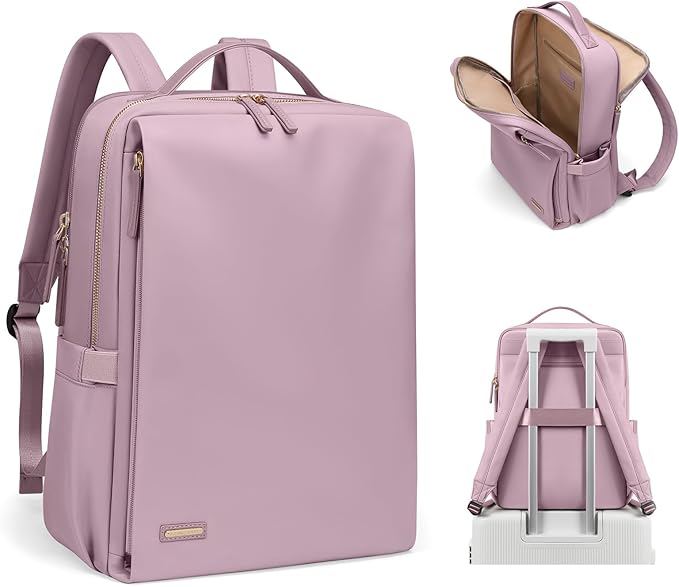 GOLF SUPAGS Stylish Laptop Backpack for Women Airline Approved Perfect for Work College and Travel Multi-Functional Casual Daypack Fits 15.6 Inch Notebook (Pinkish Purple)