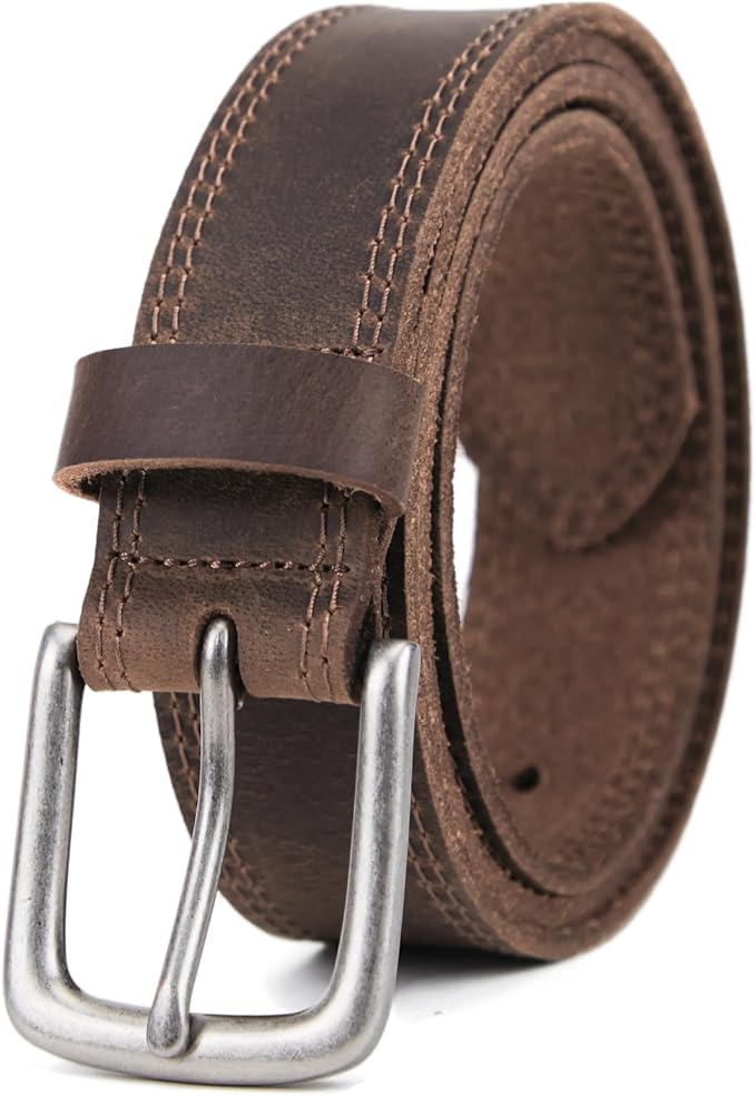 VATAN Men's Full Grain Leather Casual Every Day Jeans Belts, Handmade Men Leather Belt with Gift Box