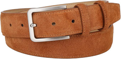 Men's Belt Casual Genuine Leather Suede Belts for Men 1 3/8" Wide Elegant Golf Dress Belt
