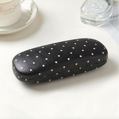 Glasses Case Hard, Cute Sunglasses Case for Women Leather Protective Case for Eyeglass with Cleaning Cloth