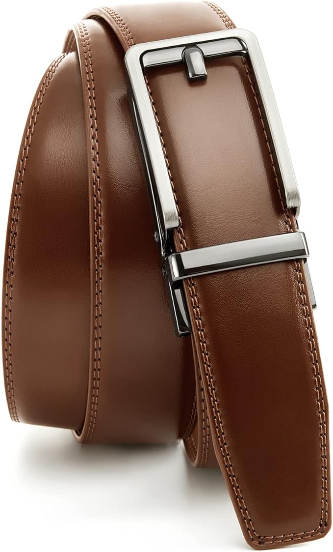 28"-68" Men's Leather Ratchet Dress Belt Big And Tall With Automatic Buckle