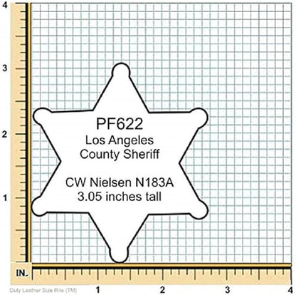 Perfect Fit Shield Wallets County of Los Angeles Sheriff Six-Point Star Belt Clip Badge Holder with Pocket and Chain (Cutout PF622), Black Leather, One Size