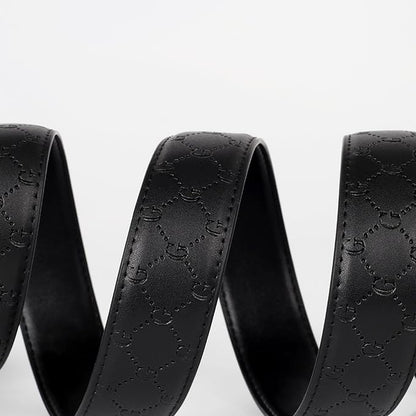 Aurolran Men&Womens Leather Dress Belt Business Automatic Buckle Belt Color-Black Silver Gold