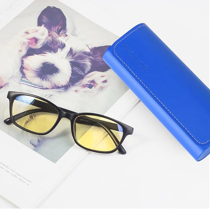 RayLove Glasses Case Hard Shell, Travel Sunglasses Case, Leather Hard Eyeglass Case for Women, Reading Glasses Case for Men