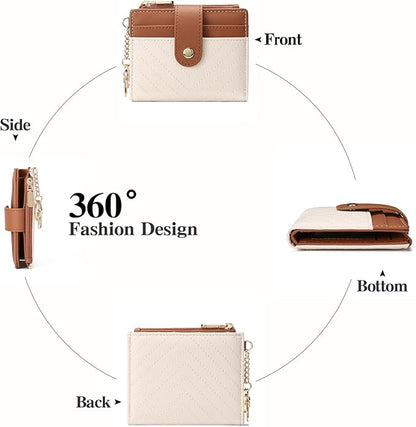 GAEKEAO Slim Wallet for Women, RFID Blocking Credit Card Holder Bifold Wallet with Zipper Coin Pocket, ID Window