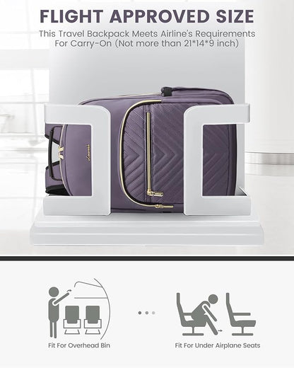 LOVEVOOK Laptop Backpack Purse for Women, Large Capacity Travel Business Computer Work Bag, Quilted Casual Nurse Backpack for Womens, Fit 15.6 Inch Laptop with USB Port, Purple Grey