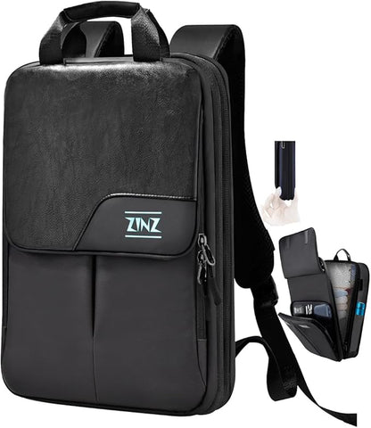 ZINZ Slim & Expandable Laptop Backpack 15.6 16 17 inch Travel Business Backpack Water-Resistant Daypack for Men and Women，Black