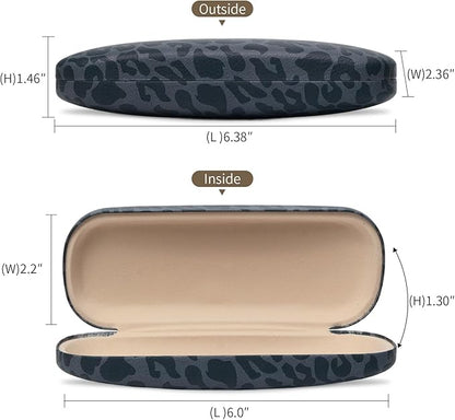 Glasses Case Hard Shell, Leather Protective Case for Sunglasses with Cleaning Cloth, Cute Eyeglass Cases for Women