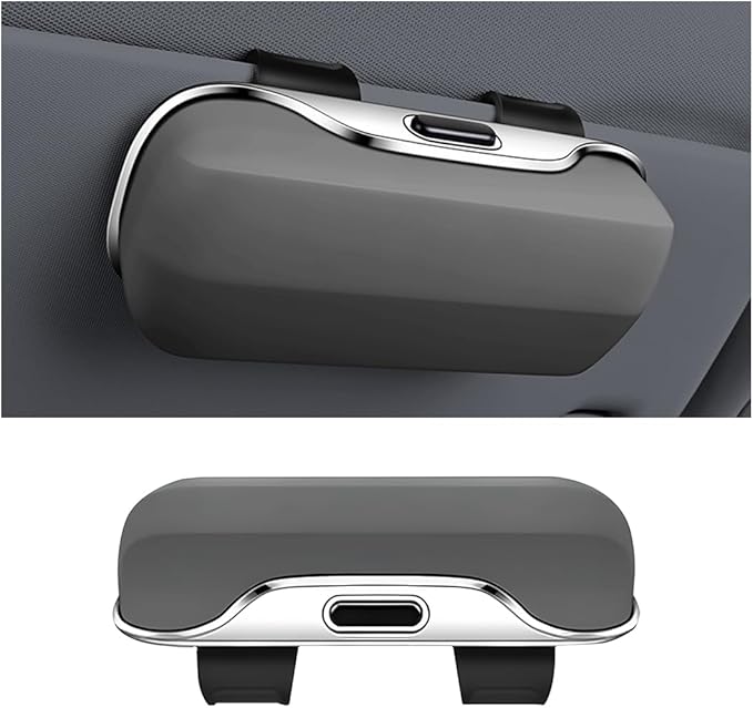 zipelo Sunglasses Holder for Car Sun Visor, Protective Automotive Eyeglasses Storage Case Hanger, Soft Vehicle Interior Glasses Organizer Box Accessories, Universal for SUV Sedan Truck (Gray)